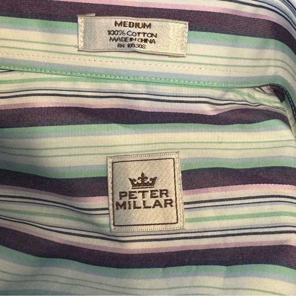 NWT Peter Millar Stripe Men’s Button Down Shirt sz M 100% Cotton - Picture 4 of 6
